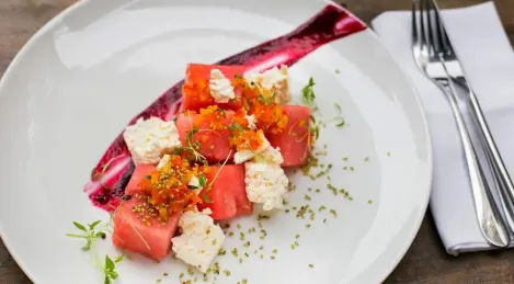 Watermelon with chanakh cheese