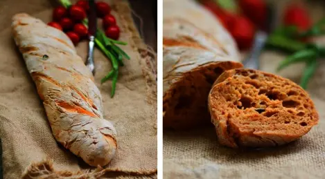 Baguette aux tomates séchées au levain