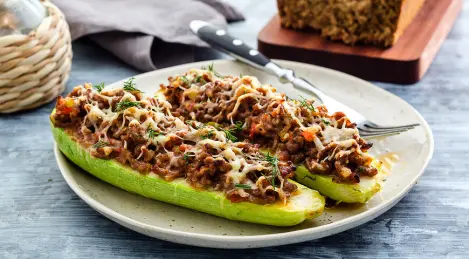 Zucchini baked with minced meat in the oven