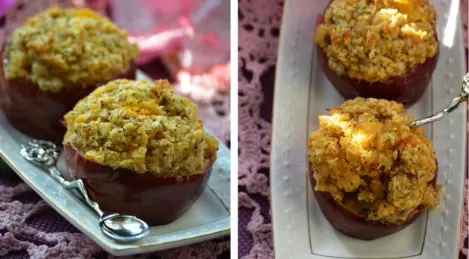 Mele al forno con cereali per colazione