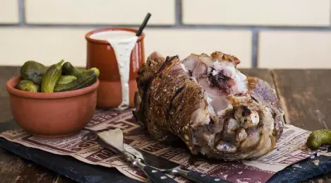 Grilled pork knuckle for a beer party