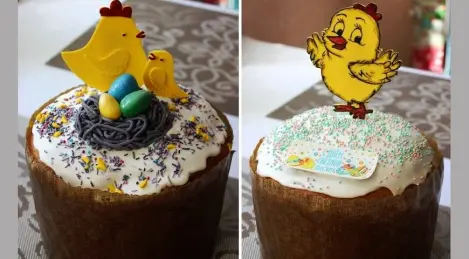 Easter cake with dried cherries and chocolate