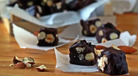 Soft chocolate fudge with nuts