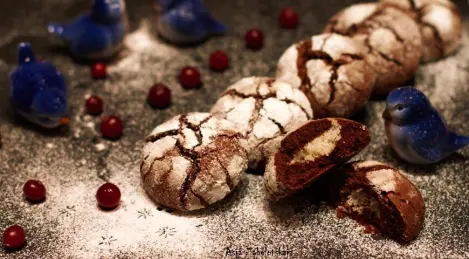 Chocolate cookies with coconut filling "Snow heart"