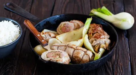 Schweinefleisch mit Fenchel und Knoblauch