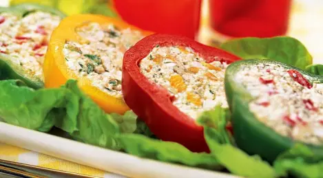 Poivrons farcis au fromage blanc et au fromage
