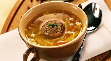 Noodle soup with stuffed chicken necks