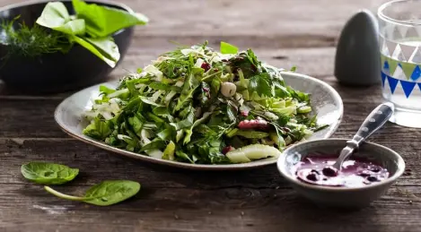 Sorrel, spinach and celery salad