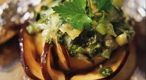 Eggplant with greens