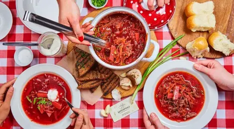 Borscht tradizionale con fagioli e manzo
