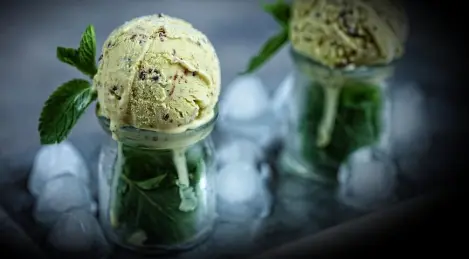 Mint ice cream with chocolate