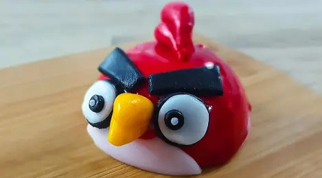 Angry Birds Basil Mousse with Strawberry Jelly and Crispy Streusel Layer