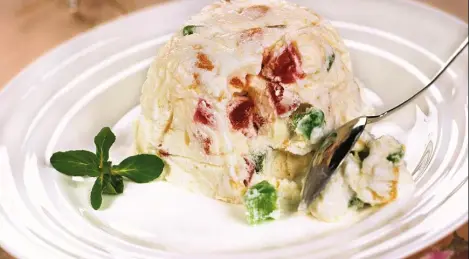 Frozen creamy dessert with candied fruit