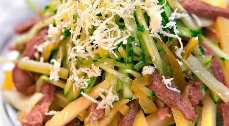 Salad with beef tongue