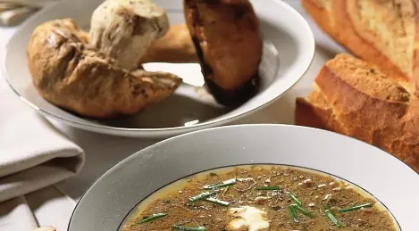 Mushroom soup with chicken broth