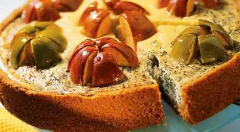 Cheesecake aux pommes et aux graines de pavot