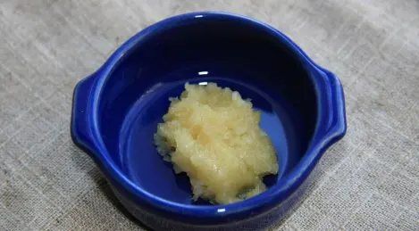 Garlic paste with a knife