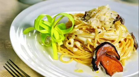 Espaguetis con hongos porcini