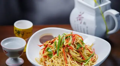 Thin Tofu Salad with Cucumber and Chinese Cabbage