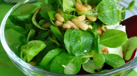 Salad with soft goat cheese and beets