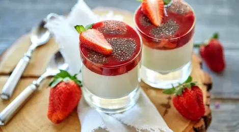 Panna cotta with rice milk and chia seeds