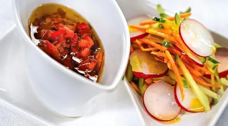 Moroccan carrot, cucumber and radish salad