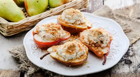Peras al horno con requesón