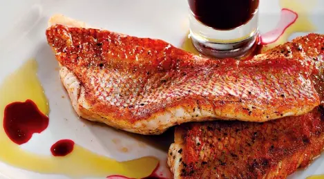 Reef bass with beetroot mint jelly and tequila foam