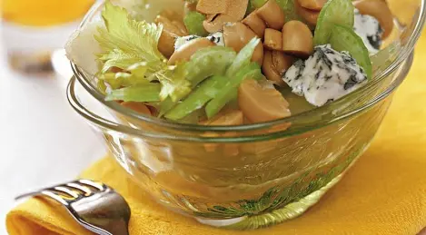 Salad of celery and marinated champignons