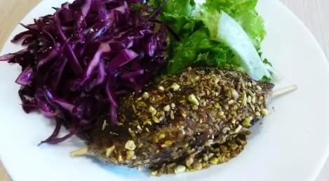 Kyufta-kebab with pickled cabbage