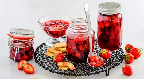 Strawberry jam in a jar
