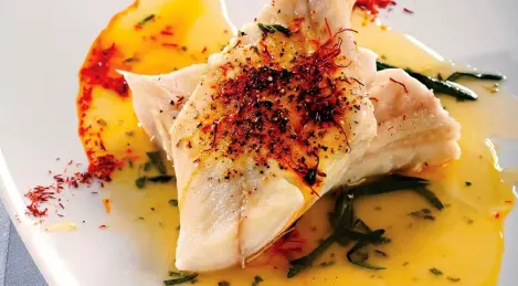 Cod fillet with saffron and herbes de Provence sauce