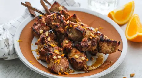 Swedish turkey skewers with oranges