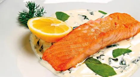 Salmon on a sorrel substrate