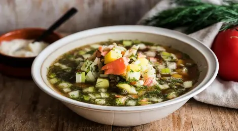 Okroshka fish on kvass