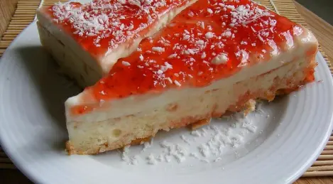 Biscuits with cream jelly and strawberry jam