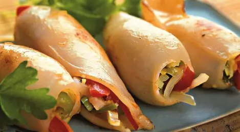 Calamari stuffed with vegetables