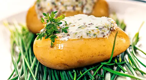 New potatoes with lemon mint dressing