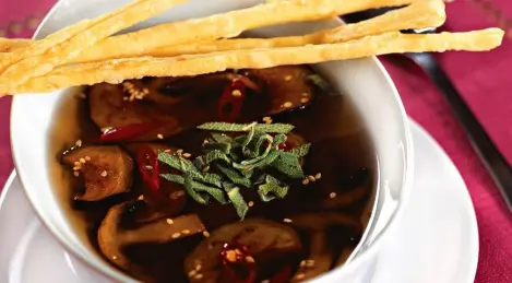 Eggplant soup with mushrooms