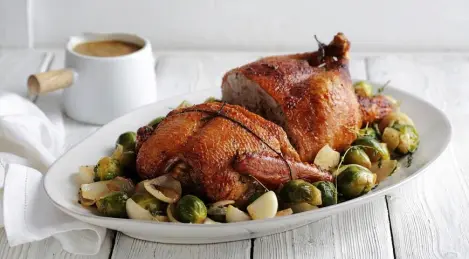 Gefüllte Ente mit Perigo-Sauce und gebratenem Gemüse