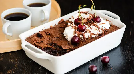 Brownie with cherries