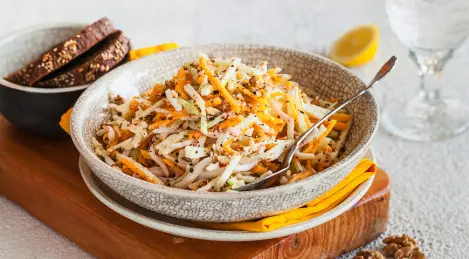 Pumpkin salad with squid