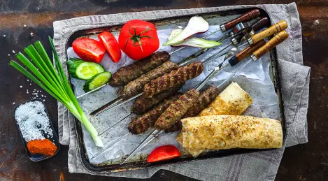 Lyulya-kebab on the grill