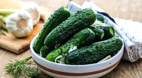 Pickled cucumbers in a bag