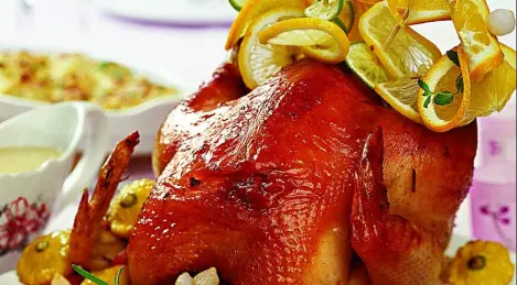 Cappone in glassa all'arancia