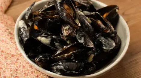 Mussels with blue cheese sauce