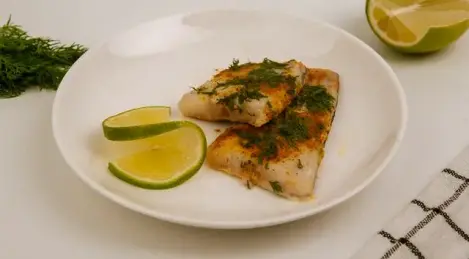 Baked hake with lime