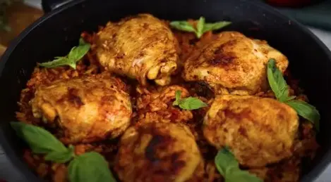 Chicken thighs with rice