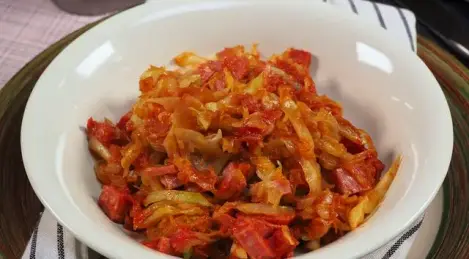 Cabbage with smoked sausage