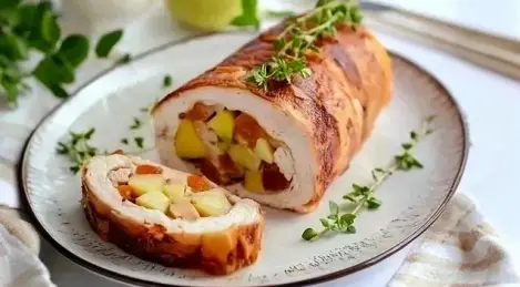 Rouleau de poulet festif aux fruits